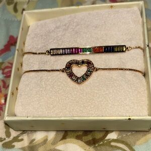 Rainbow Heart and Bar Bracelet Set Arm Candy Eye Candy Los Angeles